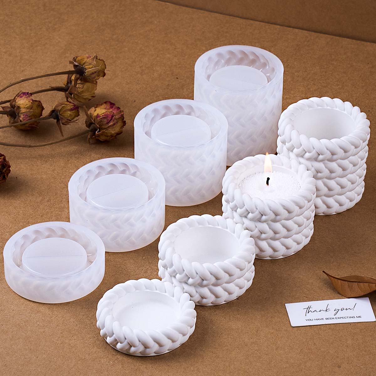 1/2/3/4 Etagen Hanfseil Kerze  – Coaster Mold Round Bewertung und Preis