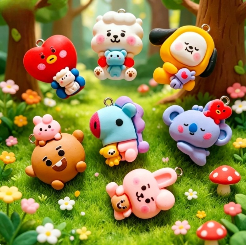 7 Stück BT21 Harz-Cartoon-Anhä – Resin Crafts Bewertung und Preis